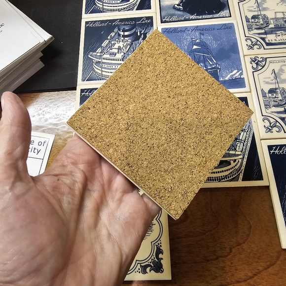 Vintage Holland America Line Ceramic & Cork Beverage Coaster Sail Ship w/ Box - Picture 6 of 9